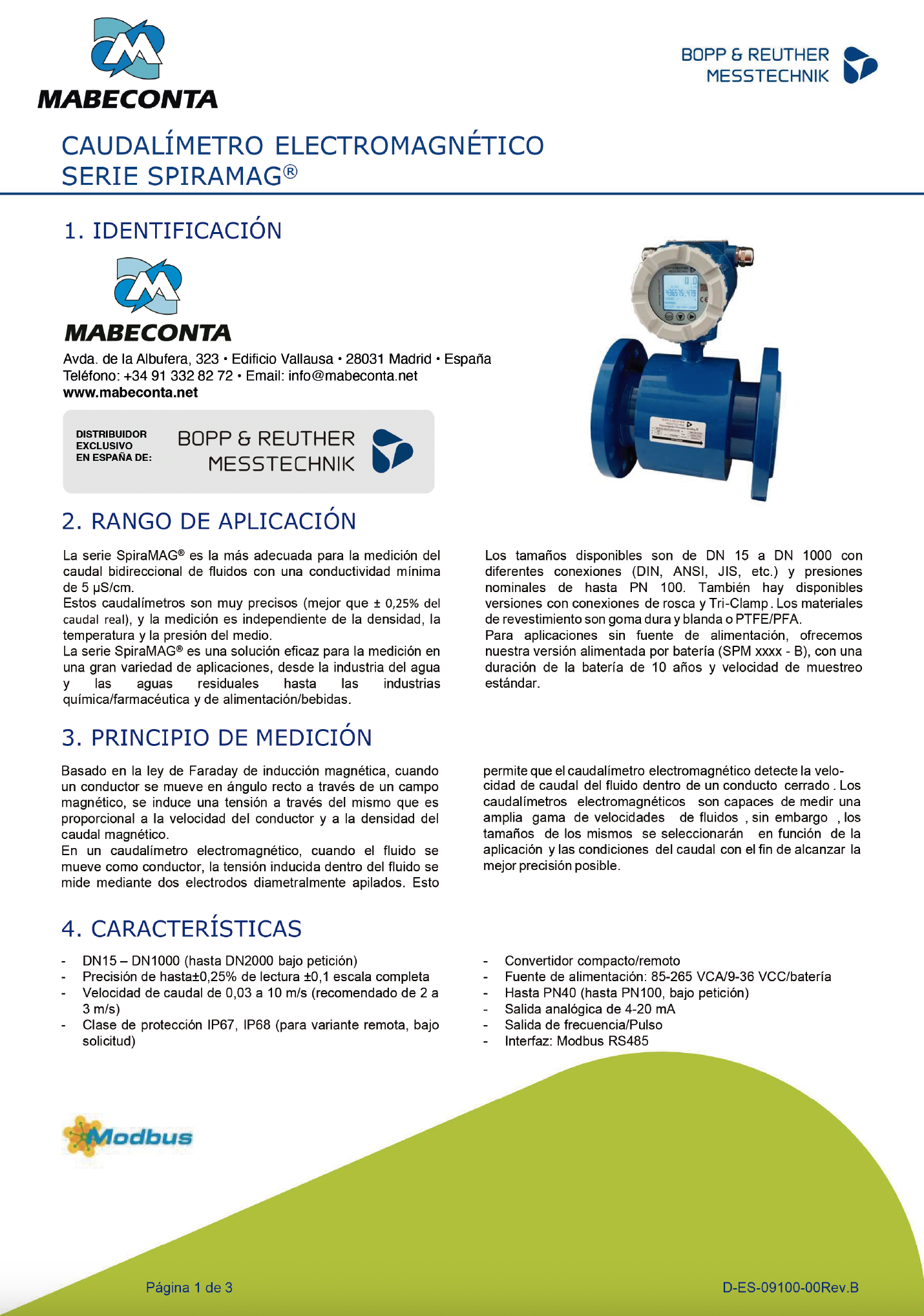 Caudalímetro Electromagnético Serie Spiramag® de Boop&Reuther